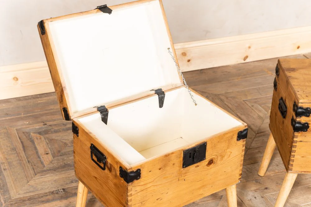 Pair of Upcycled Pine Travelling Chests - Image 7