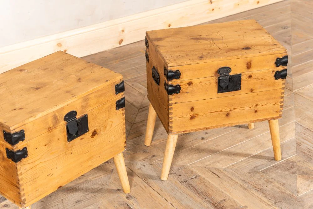 Pair of Upcycled Pine Travelling Chests - Image 8