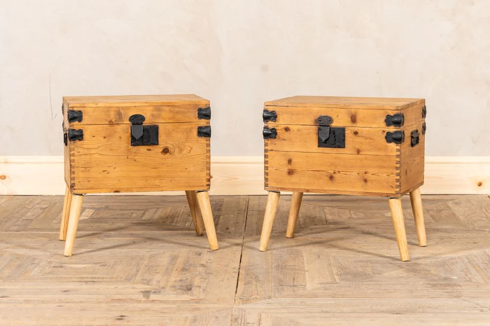 Pair of Upcycled Pine Travelling Chests - Image 9
