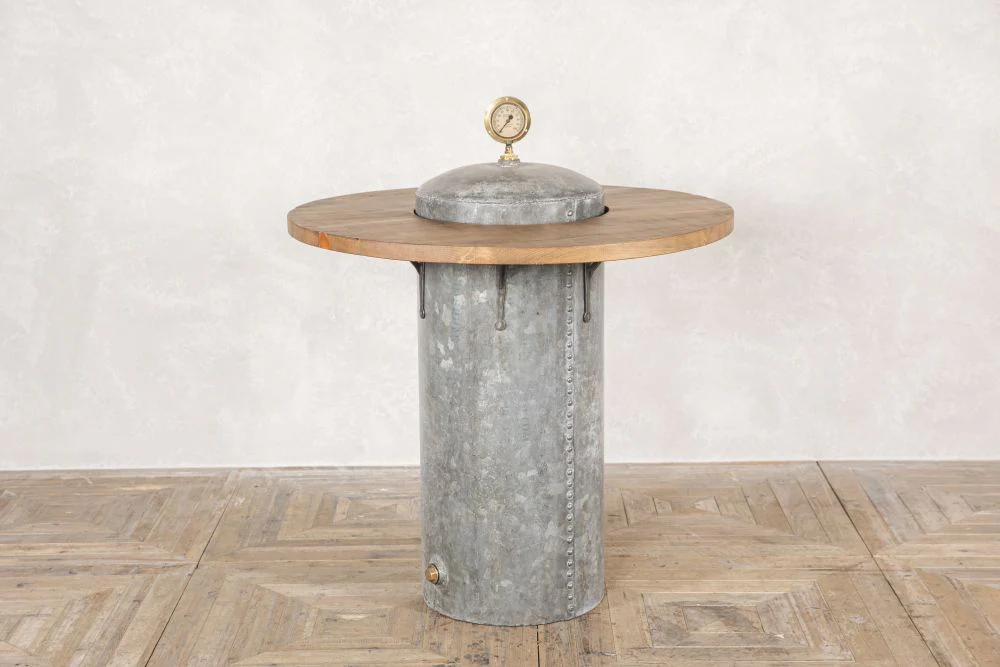 Galvanised Water Tank Upcycled Poseur Table - Image 2