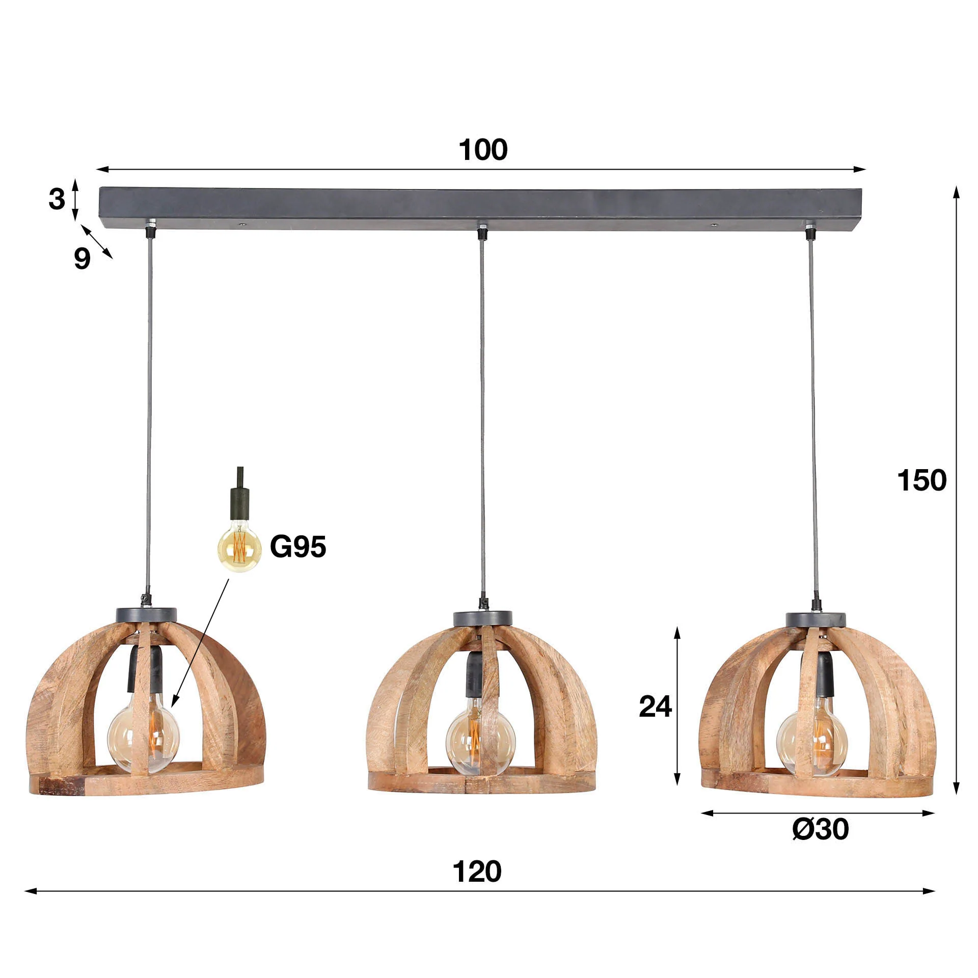 Ravi 3 String Pendant Light - Image 4
