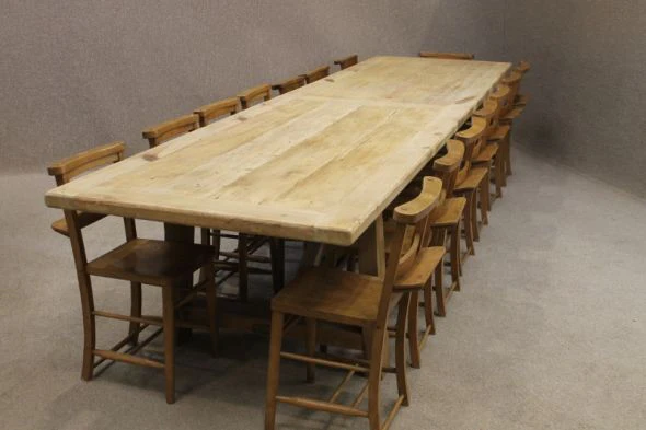 Reclaimed Pine Table Cross Stretcher Table - Image 16