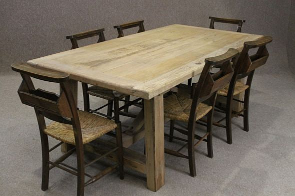 Reclaimed Pine Table Cross Stretcher Table - Image 7