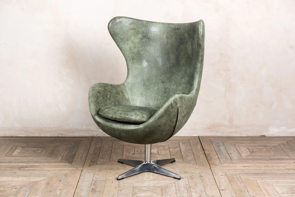 Leather Retro Swivel Egg Chair - Image 11