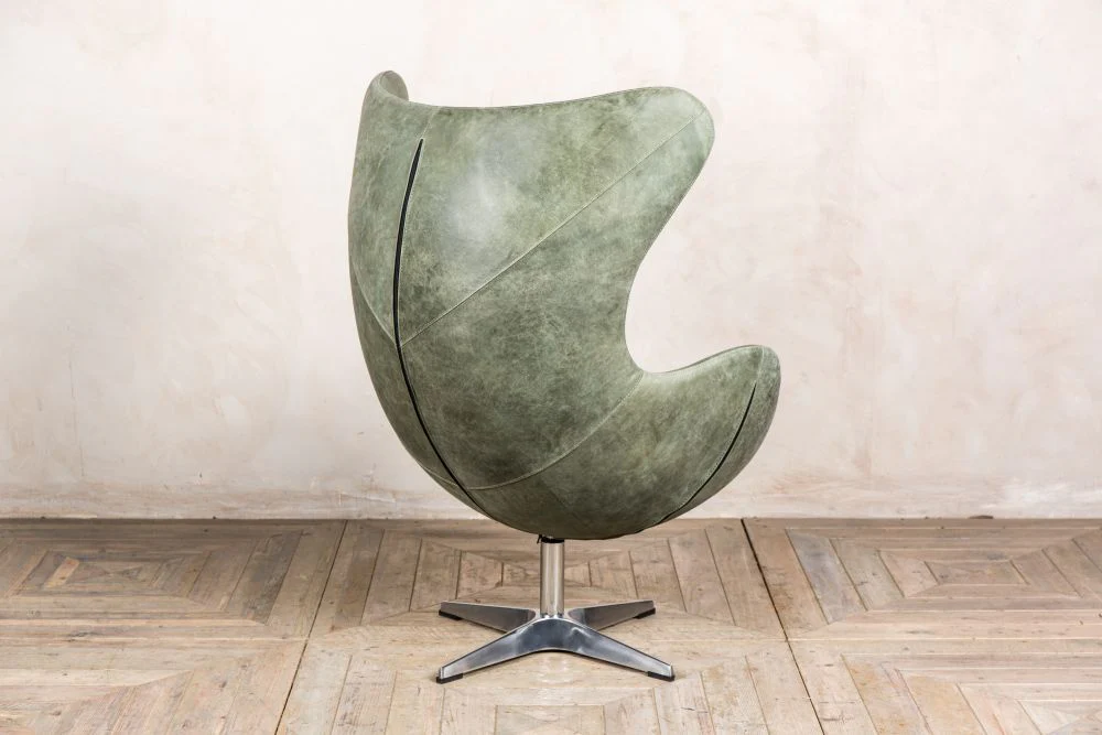 Leather Retro Swivel Egg Chair - Image 12