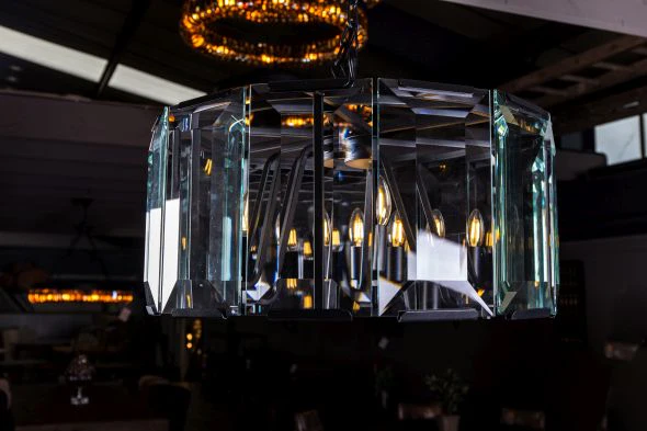 Six Bulb Round Bevelled Glass Pendant Light