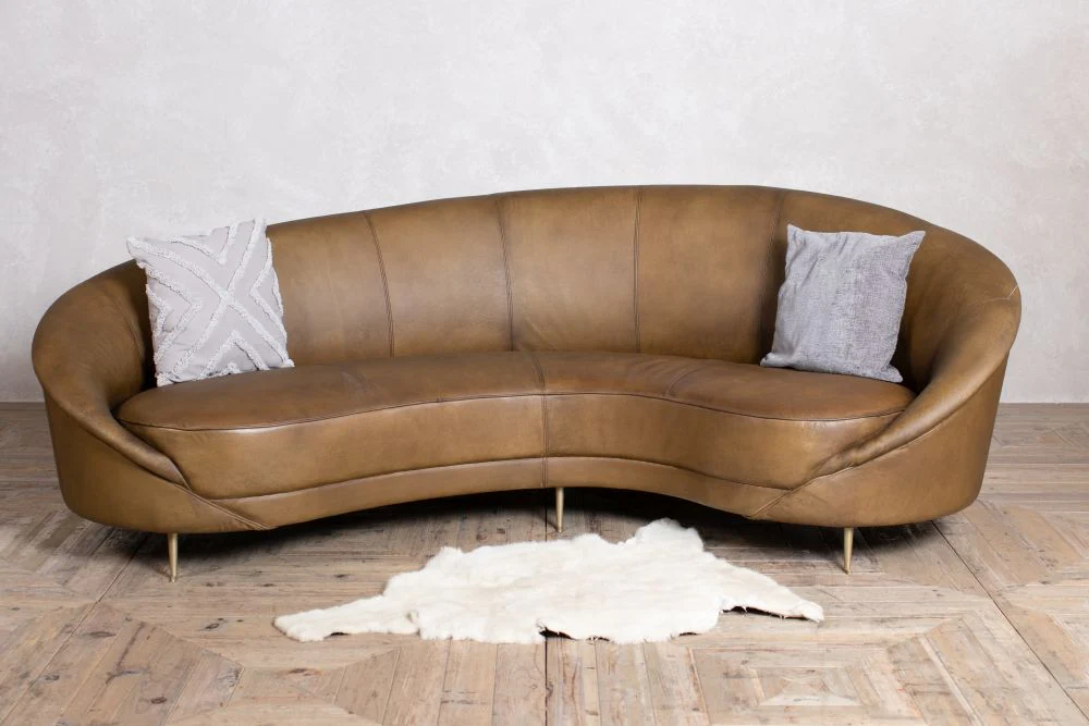 Roxy Real Leather Sofa - Light Olive Matt - Image 2
