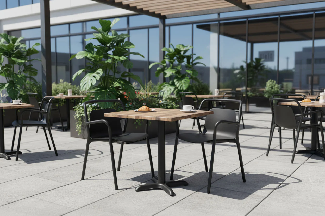 Rustic Maple Top Outdoor Café Table Set with Ibiza Chairs - Image 14
