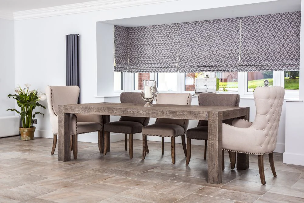 Herringbone Rustic Oak Dining Table Range - Image 4