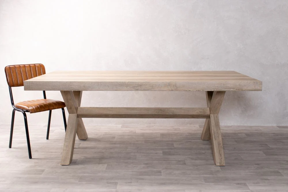Rutland Oak Effect X-Frame Dining Table - Image 2