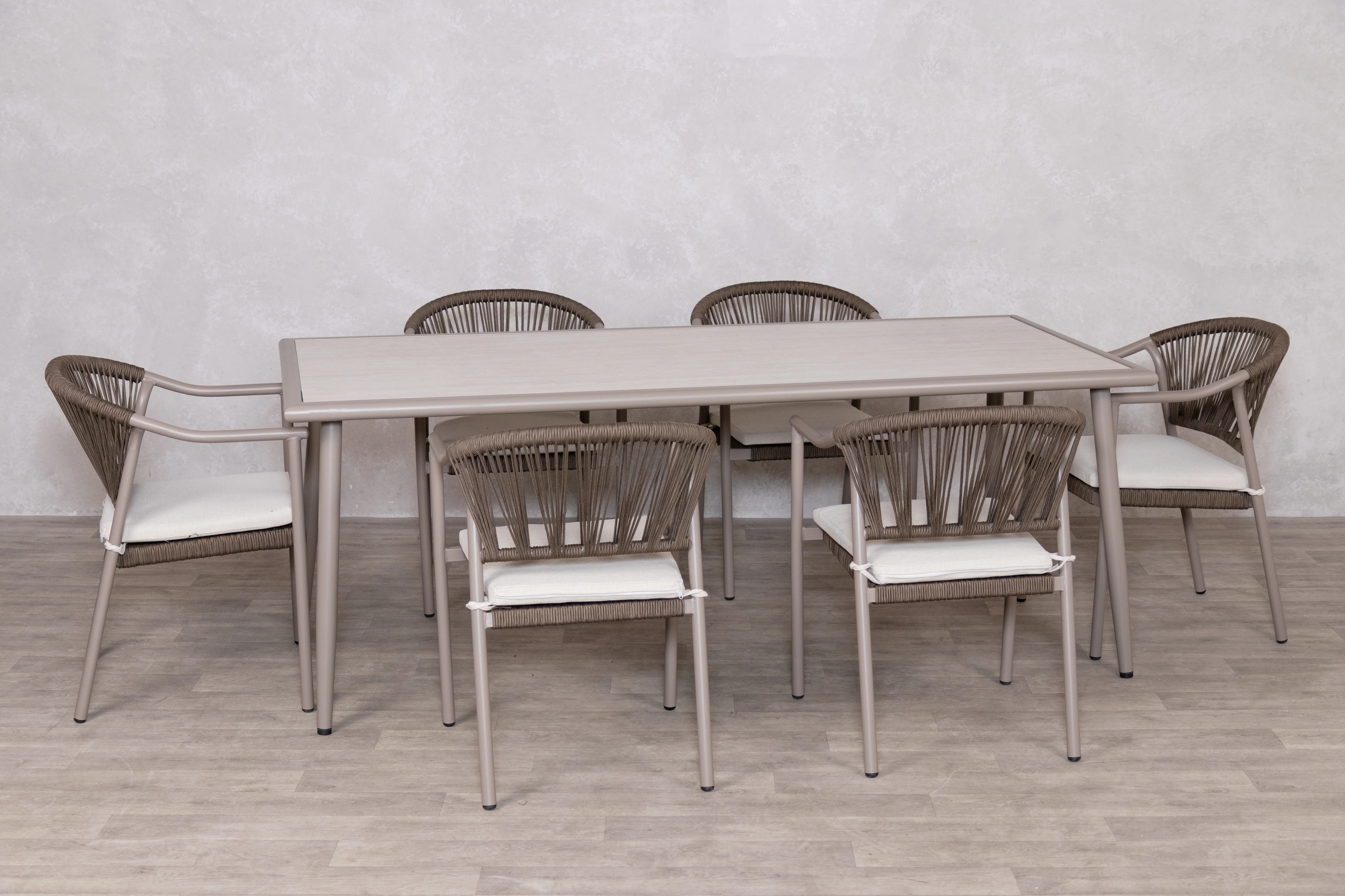 Salerno 6 Seater Outdoor Table and 6 Garden Chairs Set - Image 6