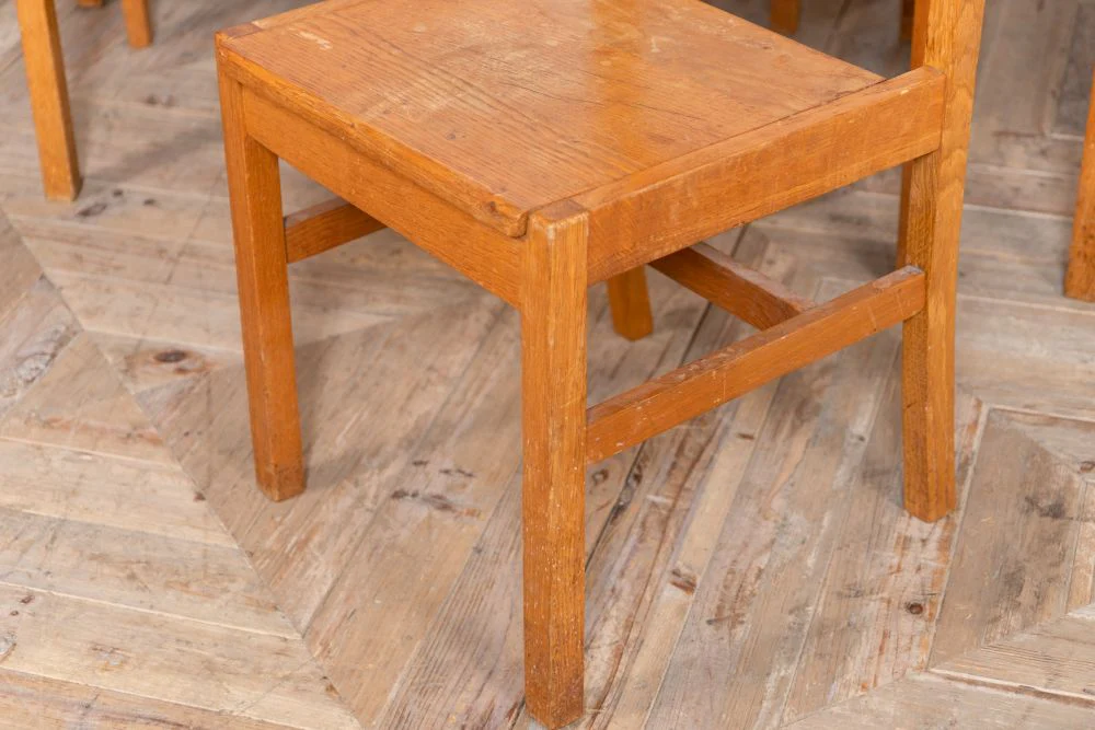 Solid English Oak Scandinavian Style Chairs - Set of 12 - Image 6