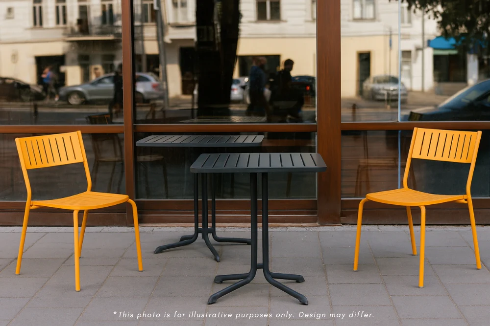 Yellow Outdoor Metal Restaurant Stacking Chairs - Set of 3 - Image 2