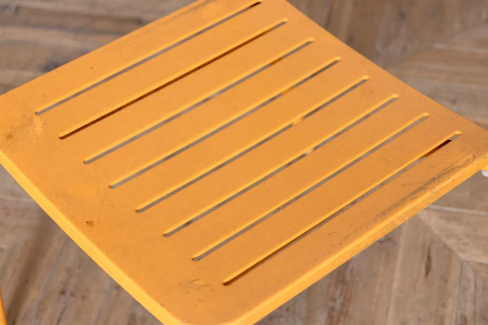 Yellow Outdoor Metal Restaurant Stacking Chairs - Set of 3 - Image 9