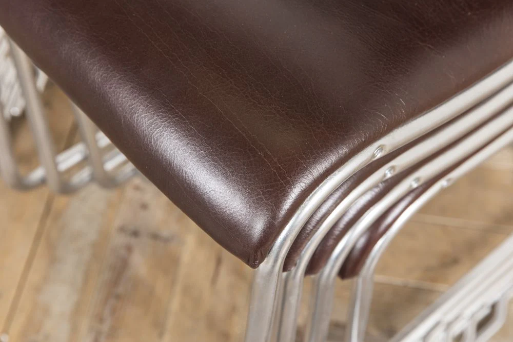 Set of 8 Leather and Chrome Chairs - Image 5