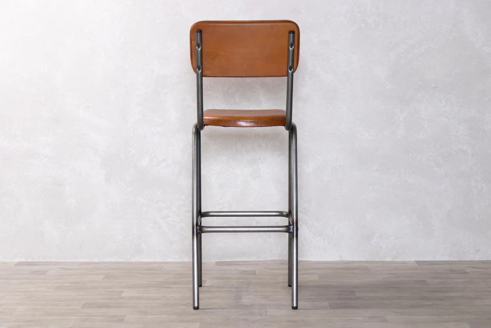 Shoreditch Tall Leather Bar Stools - Gunmetal Frame - Image 13