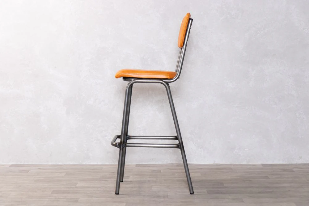 Shoreditch Tall Leather Bar Stools - Gunmetal Frame - Image 21