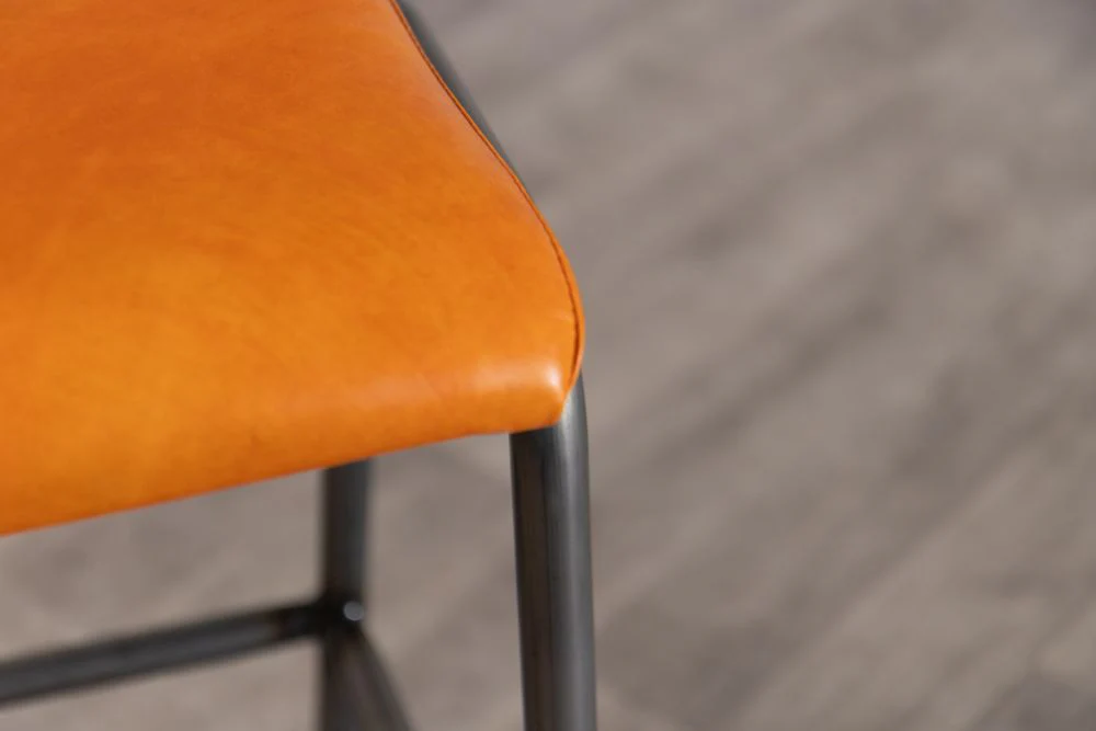 Shoreditch Tall Leather Bar Stools - Gunmetal Frame - Image 26