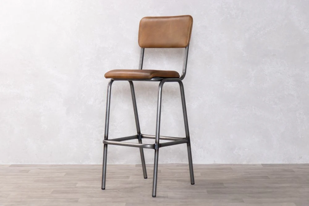 Shoreditch Tall Leather Bar Stools - Gunmetal Frame - Image 38