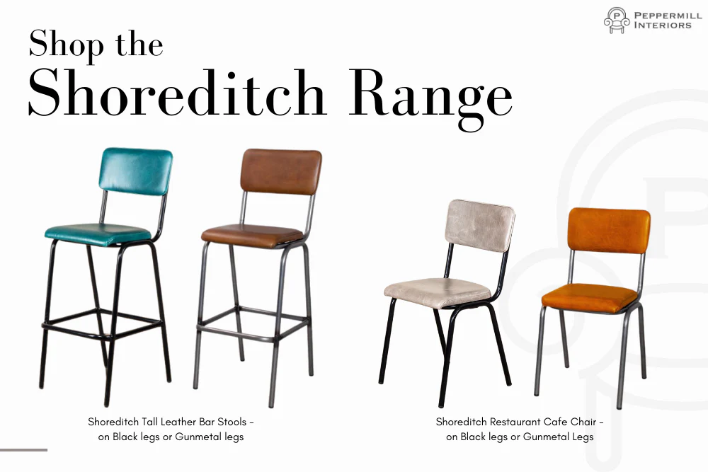Shoreditch Leather Restaurant Cafe Chairs - Gunmetal Frame - Image 27