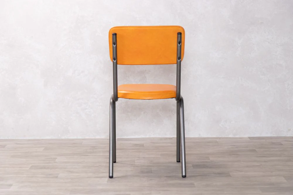 Shoreditch Leather Restaurant Cafe Chairs - Gunmetal Frame - Image 4