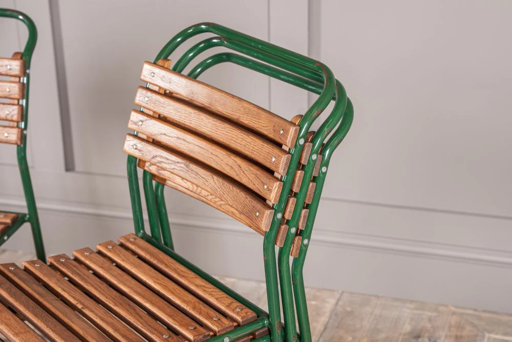 Slatted Oak Vintage Stacking Chairs - Image 3