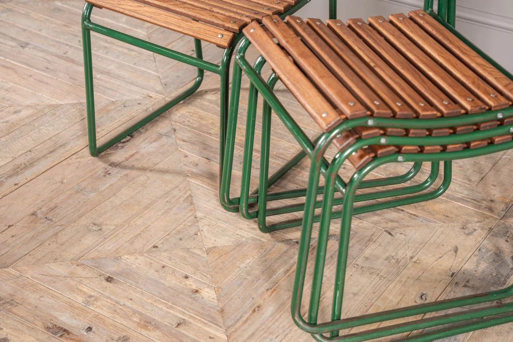 Slatted Oak Vintage Stacking Chairs - Image 7