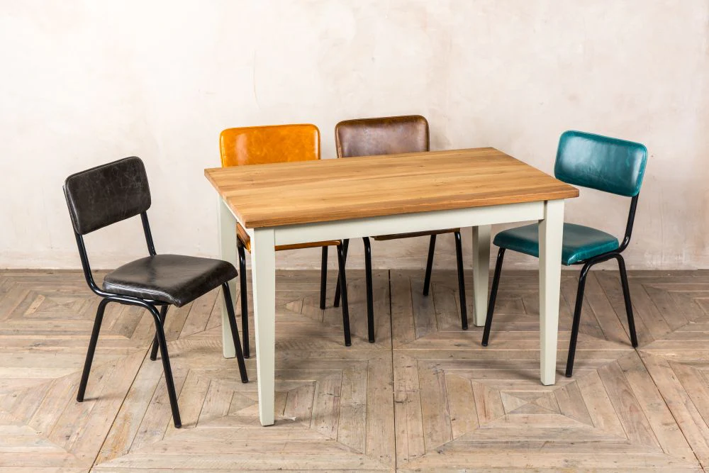 Small Oak Kitchen Table Unpolished 48 x 30 Taper Leg Table ( - Image 2