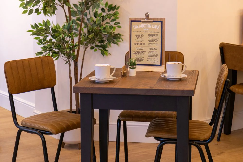 Small Wooden Top Tapered Leg Base Dining Table - Image 11