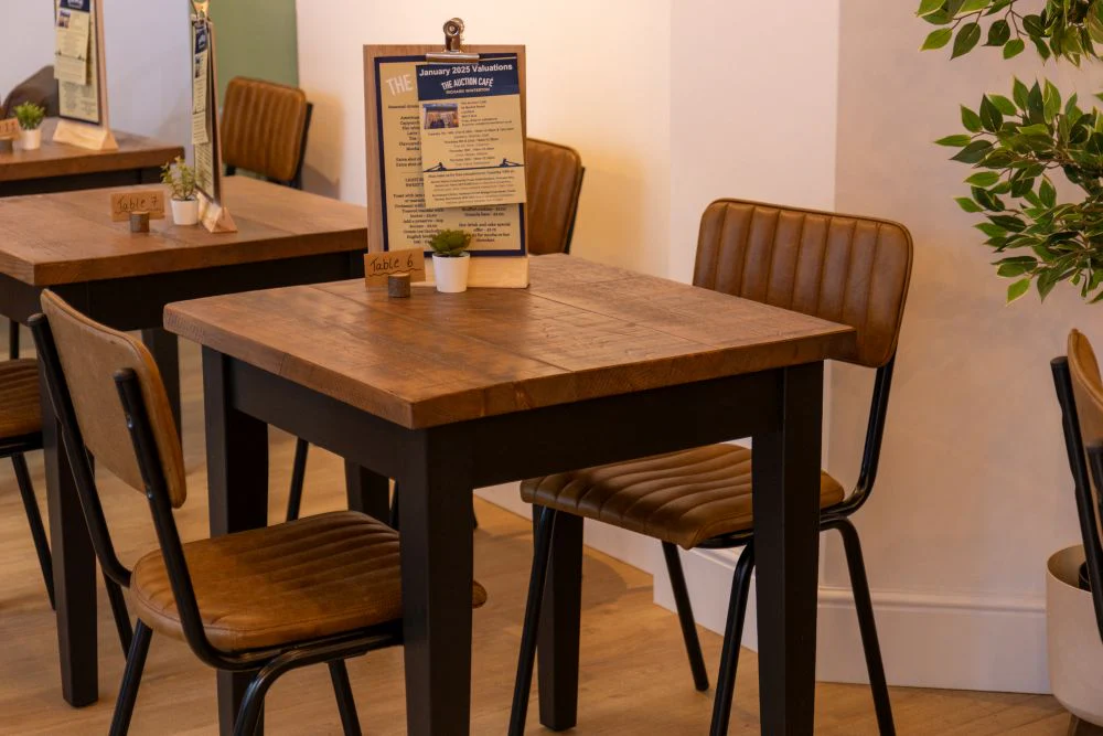Small Wooden Top Tapered Leg Base Dining Table - Image 12