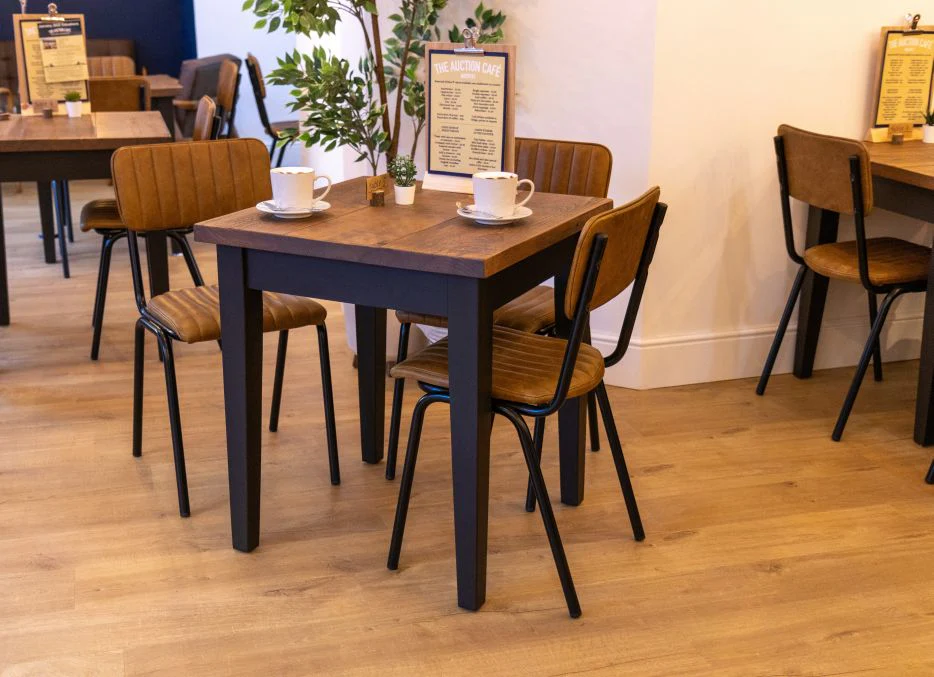 Small Wooden Top Tapered Leg Base Dining Table - Image 13