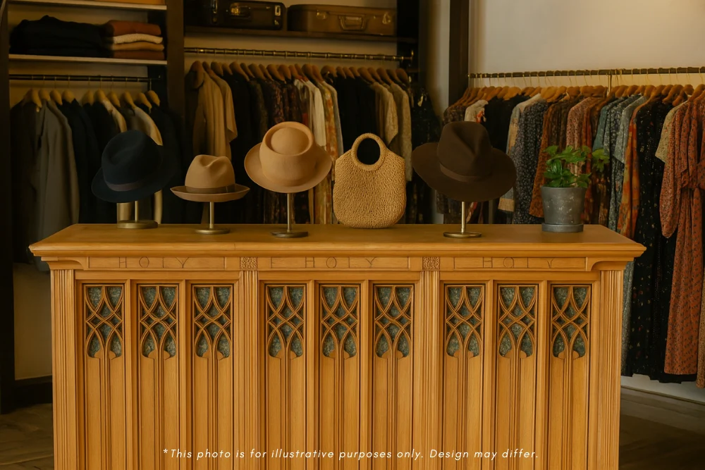 Solid English Oak Altar Table Haberdashery Shop Counter - Image 19