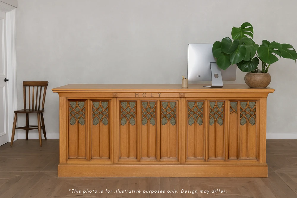 Solid English Oak Altar Table Haberdashery Shop Counter - Image 2