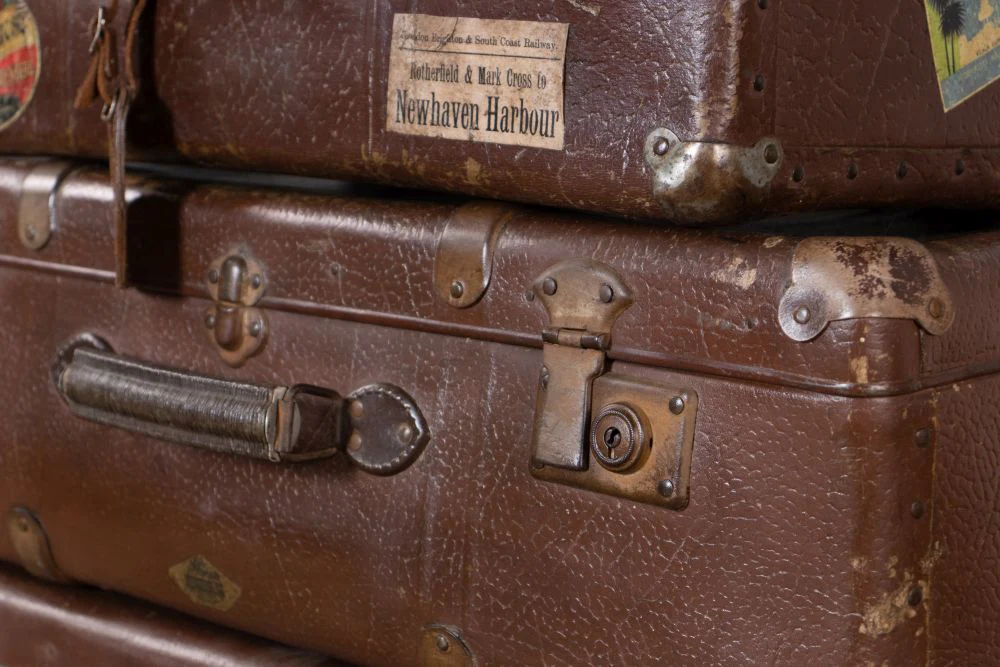 Stack of 5 Vintage Suitcases - Image 3