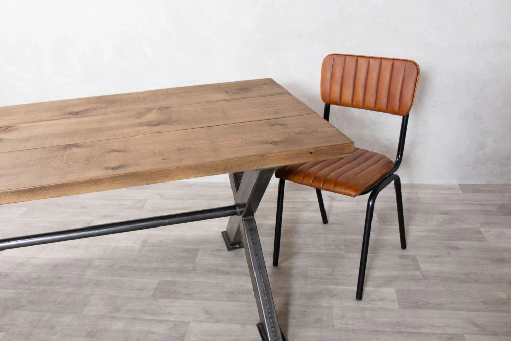 Pine Top X-Frame Dining Table - Image 5