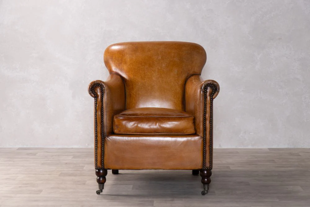 Lansdowne Vintage Style Tan Leather Armchair - Image 3