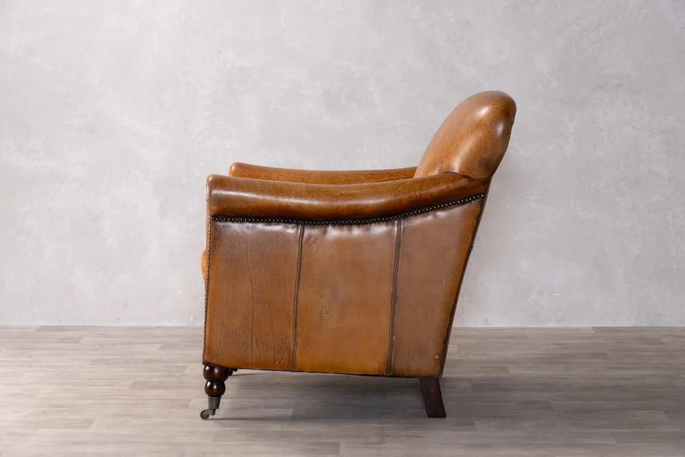Lansdowne Vintage Style Tan Leather Armchair - Image 4
