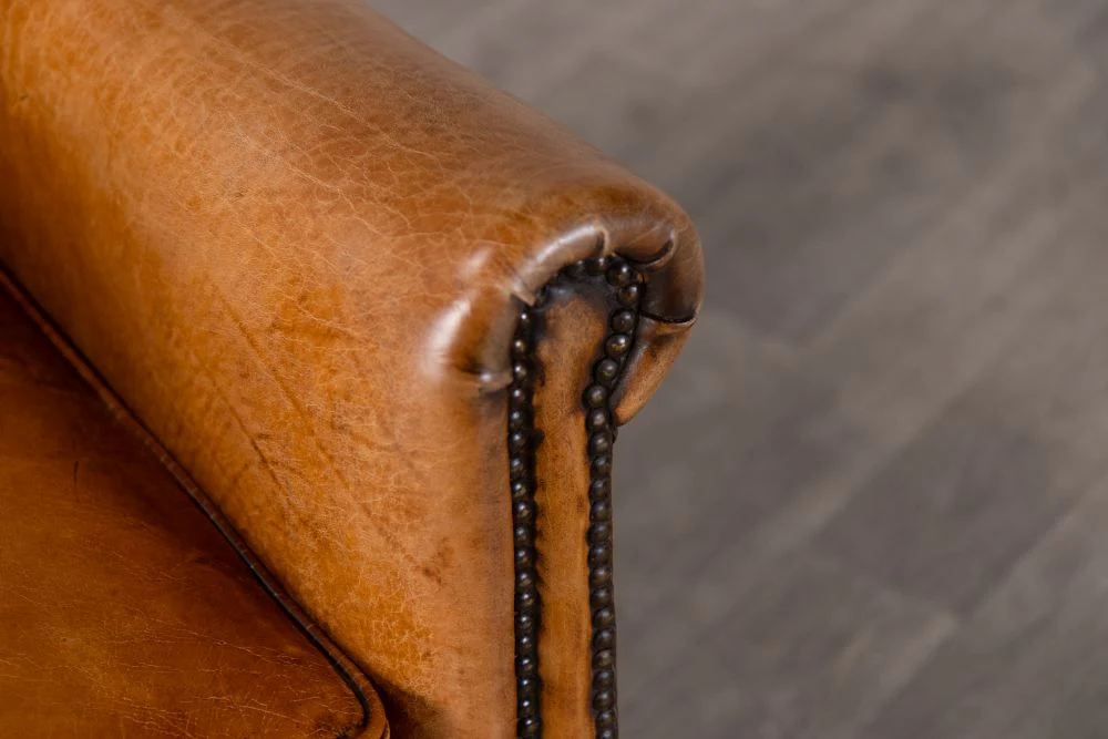 Lansdowne Vintage Style Tan Leather Armchair - Image 9