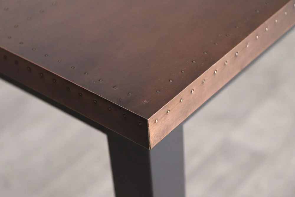 Copper Top Tapered Leg Medium Dining Table - Image 4