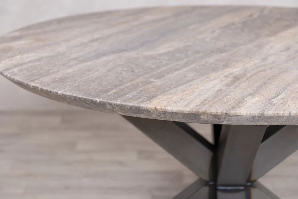 Travertine Top Round Dining Table Range - 130cm - Image 16