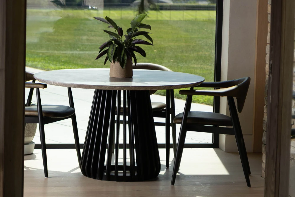 Travertine Top Round Dining Table Range - 130cm - Image 2
