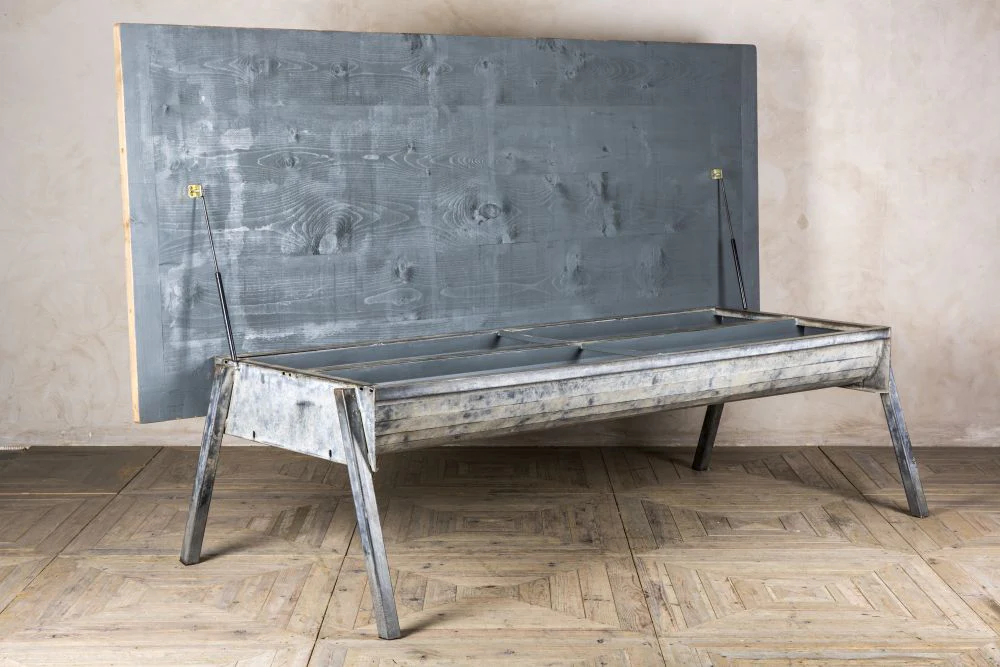 Upcycled Industrial Kitchen Table with Storage - Image 4