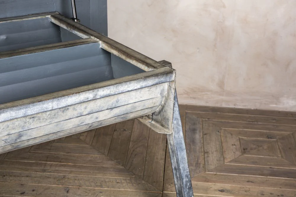 Upcycled Industrial Kitchen Table with Storage - Image 6