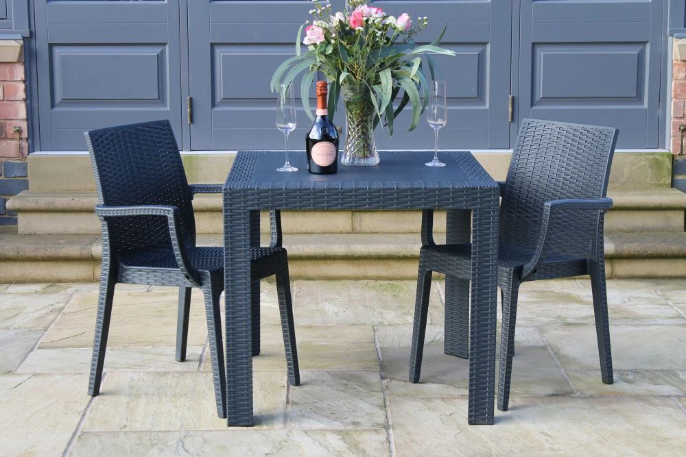 Valencia Rattan Garden Furniture Set of Six - Taupe - Image 10