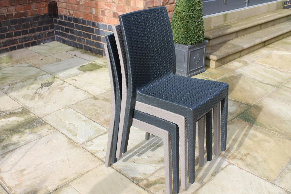 Valencia Rattan Garden Furniture Set of Six - Taupe - Image 4