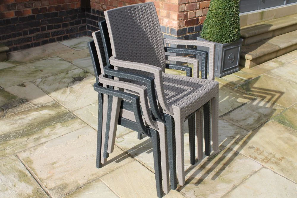 Valencia Rattan Garden Furniture Set of Six - Taupe - Image 8