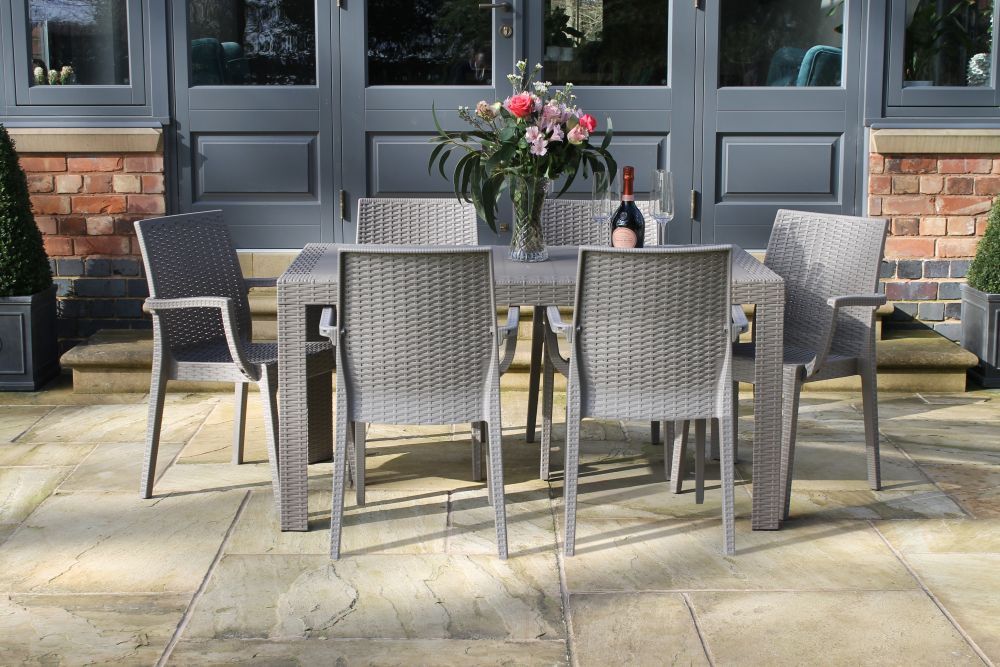 Valencia Rattan Garden Furniture Set of Four - Taupe - Image 2