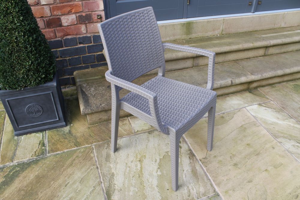 Valencia Rattan Garden Furniture Set of Four - Taupe - Image 5