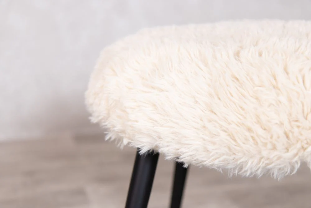 Vermont Faux Fur Footstool - Ivory - Image 7