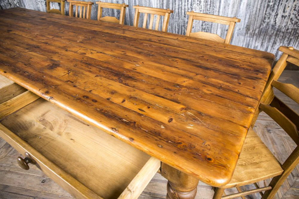 Antique Pine Dining Table - Image 6